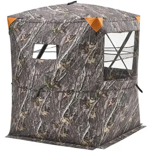 VEVOR Hunting Blind, TikTokShopBlackFriday, 2-3 Person Thermal Ground Blinds with Tri-Leg Chair and Carrying Bag, Portable Camouflage Tent, Durable Concealed Shelter with Silent Zipper Door and Window, for Turkey Deer