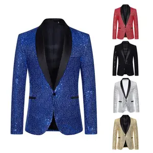 Sequined Personality Male Singer Dress Performance Golden Suit Jacket Host Nightclub DJ Clothing Studio Suit Male
