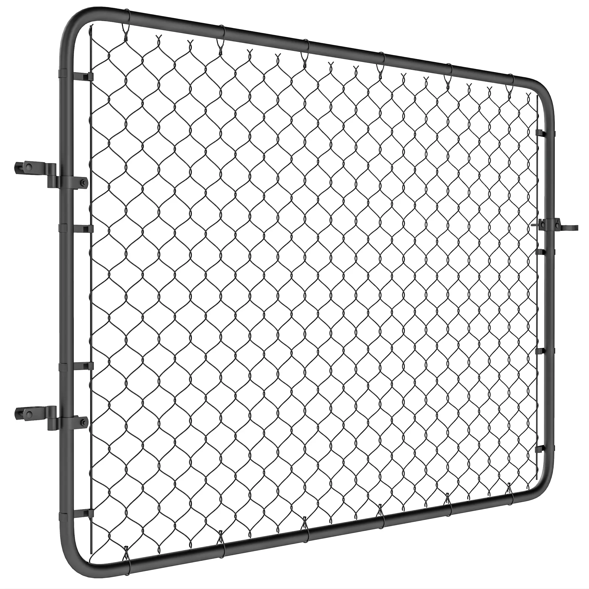 Black Powder Coated Galvanized Steel Adjustable Chain Link Garden Gate With Latch And Mounting Hinges Weather Resistant For Yard Backyard Entrance Safety Fencing