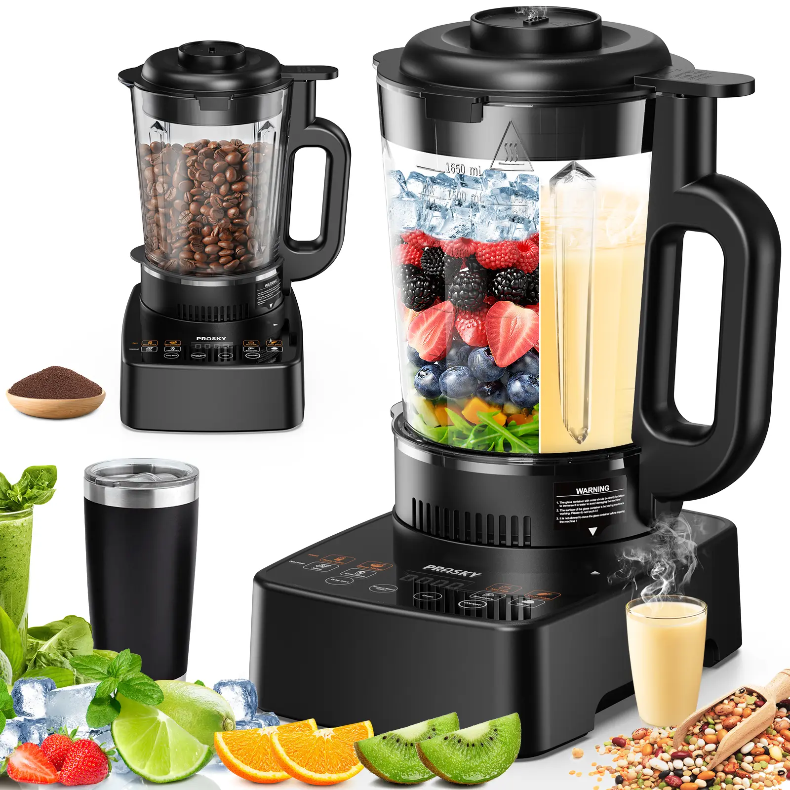PRASKY Pro 60oz Glass Blender & Soy Milk Maker - 24H Delay Cook, 15-in-1 Smart Multi-Function Appliance with Stew Pot, Fruit Vegetable Juicer, Kitchen Gadgets for Household Use,summerwins summerwins