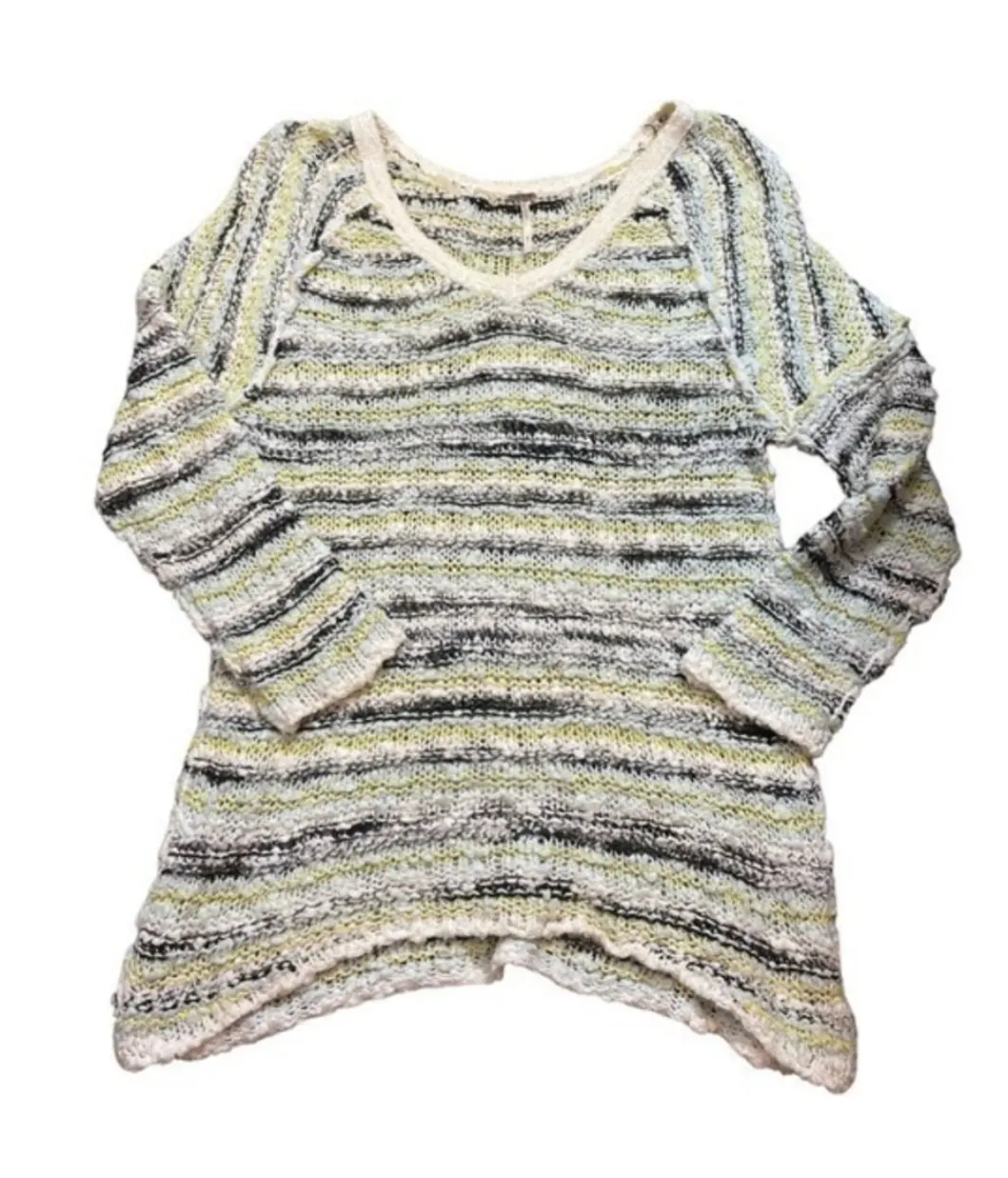 Free People Multi Colored Striped Boxy Sweater (Small)
