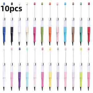 10pcs Second Generation Single Joint Perfume Tube Beaded Pen Set, Long Empty Tube Design, DIY Customizable Pens, High Aesthetic School Supplies