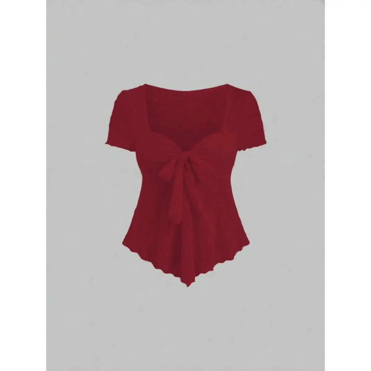 Women's V Neck Short Sleeve T-Shirt With Bowknot Detail, Skinny Fit, Versatile, Spring/Summer For New Year Clothes