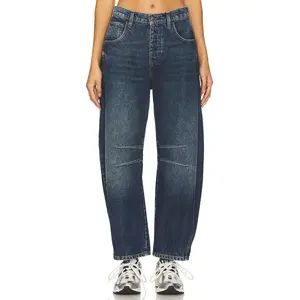 Free People x We The Free Good Luck Mid Rise Barrel Jeans in Deep End