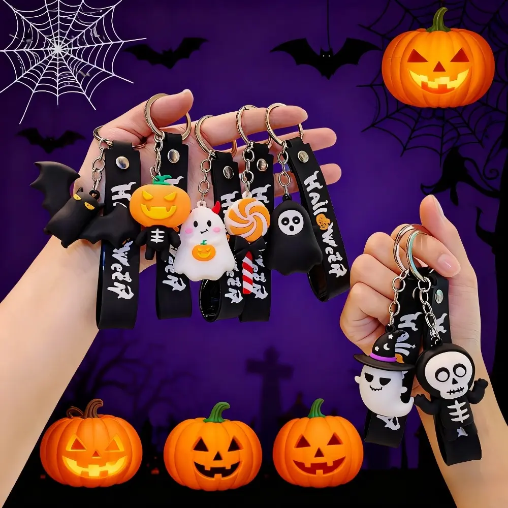 Cute Halloween Keychain Set, Keychain Charm, Pumpkin Ghost Design, Perfect Gift for Christmas & Halloween, Unique Party Favors, Fun Car Accessories, Keychain For Car Keys
