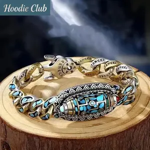 Women's Tibetan-Style Turquoise Stone Bead Charm Bracelet, Boho Ethnic Adjustable Bag Chain, Yoga Meditation Daily Wear Gift Accessory