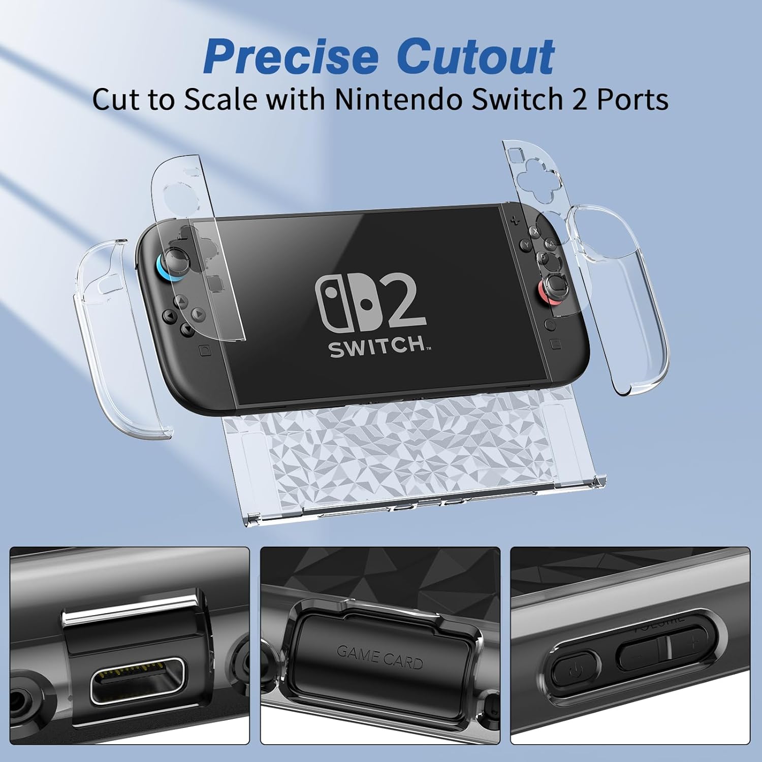 Switch 2Switch 2 Accessories(2025), Protective Case with Screen Protector, Switch 2 Transparent Cover with Protective Film and Grip Cover,AntiScratch and Shock Absorption ﻿