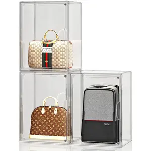 Purse Organizer for Closet, Handbag Storage, Clear Acrylic Display Case for Collectibles, Stackable Storage Bins with Magnetic Lid for Figures, Doll, Bag, XX-Large