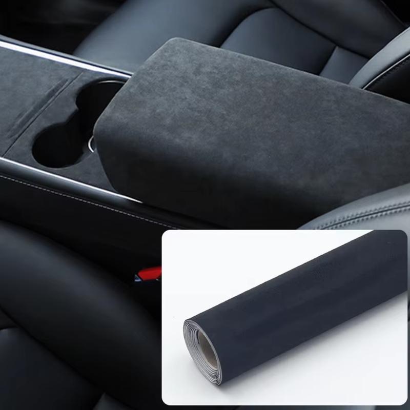 1 Roll Suede Fabric Wrap, Self-Adhesive Microfiber and Synthetic Suede Stretch Film Sticker for Car and Home Decorate