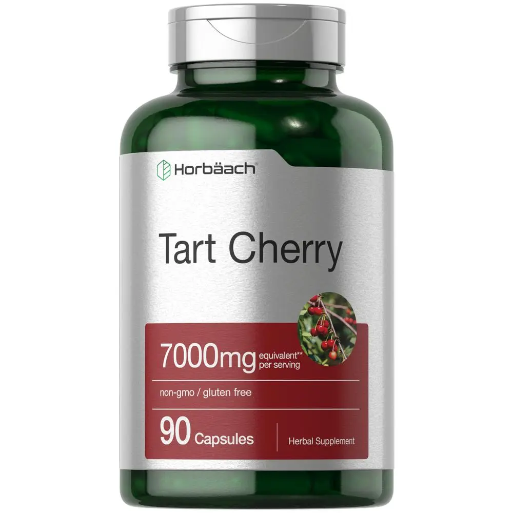 Horbäach Tart Cherry Extract 7000mg | 90 Capsules | Traditional Herb Supplement | Non-GMO and Gluten Free Formula
