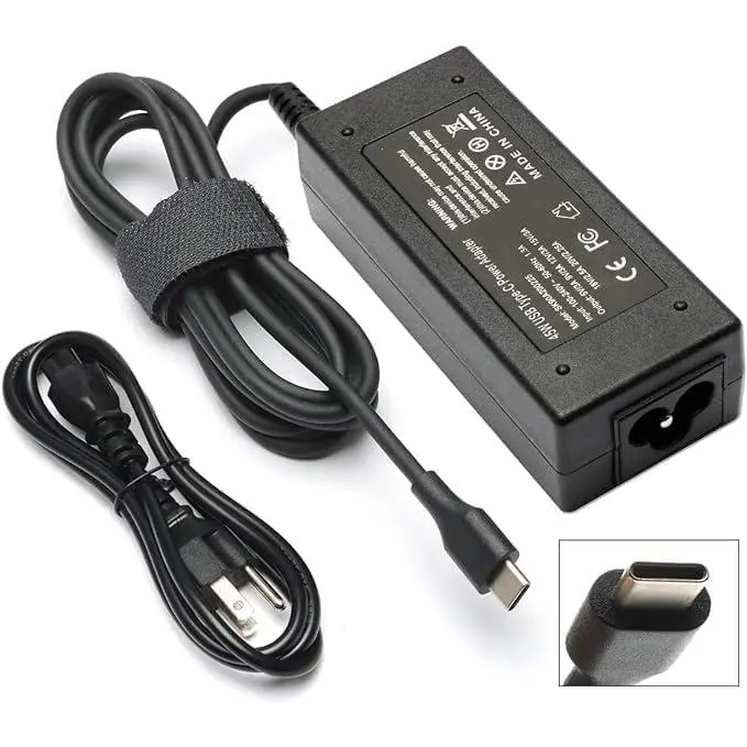Chromebook Charger USB C,45W Type C Laptop Charger Compatible with  Chromebook 11 11A 13 14 14A G5 X360 14-ca061dx 14-ca020nr 14-ca060nr 14-ca043cl 14-ca052wm 14-ca051wm Power Supply