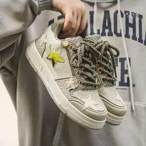 StarDetailSneakers,VintageAesthetic,KnotLaces,UrbanFashionCasualShoes,BoldDesign,PerfectforDailyWear