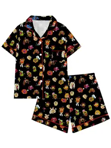 The Muppet Show Cartoon Pajama Set, Loose-Fitting Short Sleeve Sleepwear, Loungewear, Lounge Pajamas, Pjs, Pyjamas, Comfortable Party & Vacation Wear, Perfect Gift