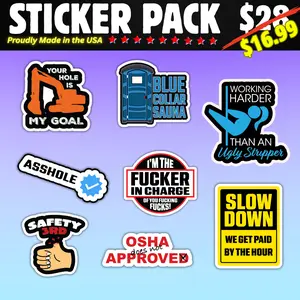 Universal Hard Hat Sticker Pack - Hilarious Blue Collar Stickers for Hard Hats, Coolers, Hydroflasks & Trucks (Copy)