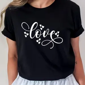 Versatile Love Statement Top - Timeless ‘Love’ Motif for Casual & Cozy Wear,Personalized short-sleeved T-shirt, suitable for both men and women, soft and comfortable, for travel wear.