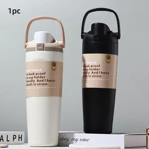 30 Oz Double Wall Vacuum Insulated Water Bottle with Handle - Double Insulated Coffee Mug, Leak Proof, Non-Slip Grip - Keeps Drinks Cold Or Hot for Hours - Perfect for Gym, Cycling, Office