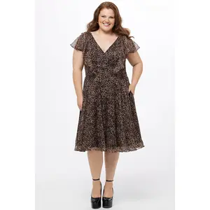 Go Wild Animal Print Midi Dress with Flutter Sleeves