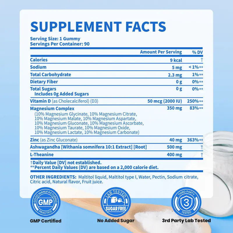 VEV DeepCalm 14-in-1 Magnesium Complex Gummies, Blended Supplement - Ashwagandha, L-Theanine, D3 & Zinc, Daily Health Bundle, 90 Count 1