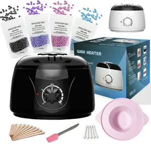 Professional Nose & Hair Waxing Kit, Portable Electric Wax Heater Warmer Kit For Nose Body Hair Removal,Pot Hot Wax Heater With 400g Beans & 10 Sticks &5 Nose Sticks For Facial, Armpit Waxing at Home