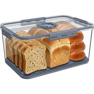 Box Bread Boxes with Lid for Kitchen Counter, Airtight Loaf Bread Storage Time Recording Bread Keeper for Homemade Bread, Toast, Bagel, Donut and Cookies, Gifts for Mom Dad