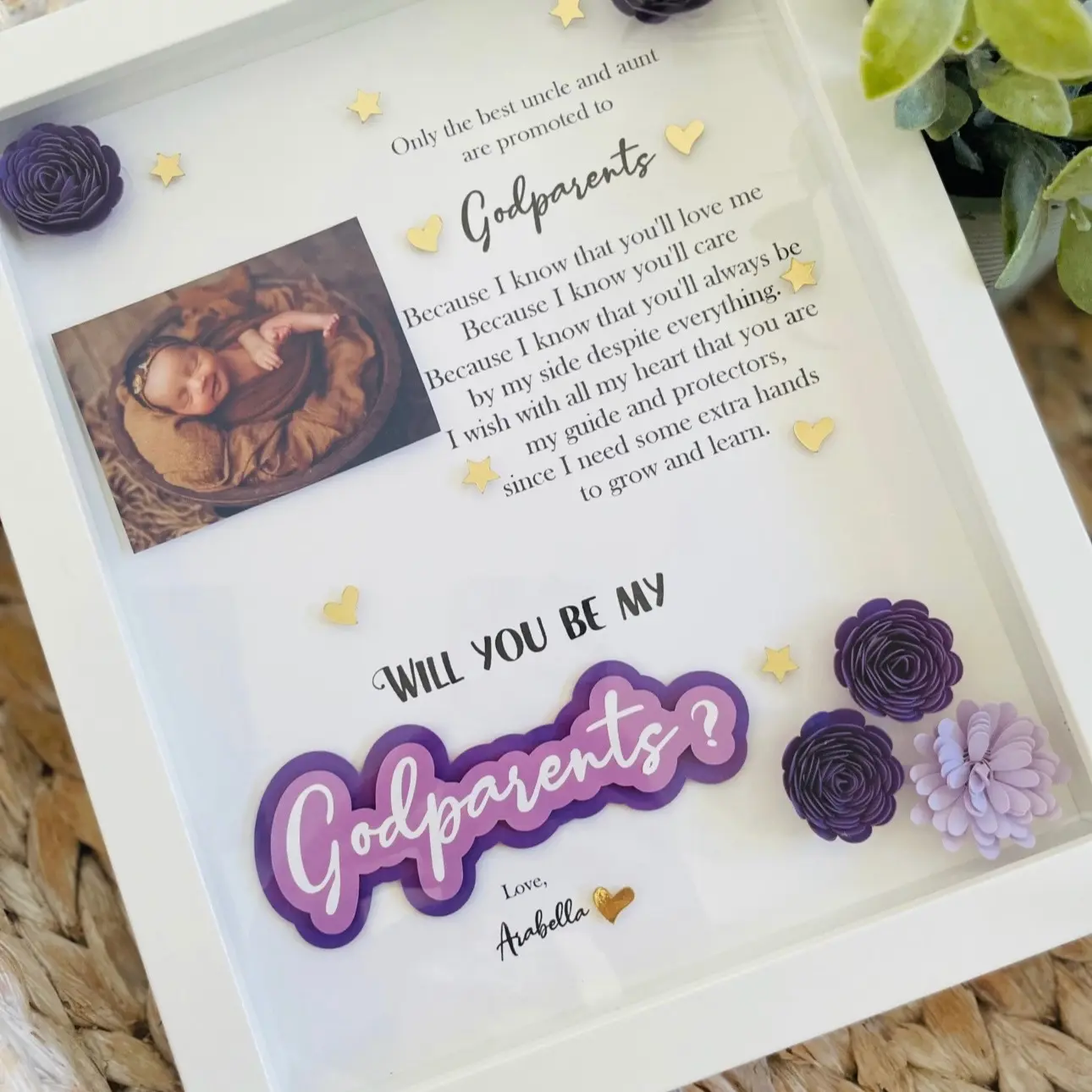 Godparents proposal/godmother proposal/godparent proposal/baptism/first communion/confirmation/religious proposal/bautizo/padrinos/Madrina/English godparent proposal Decor Decoration