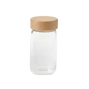 Glass Spice Jar with Oak Cover