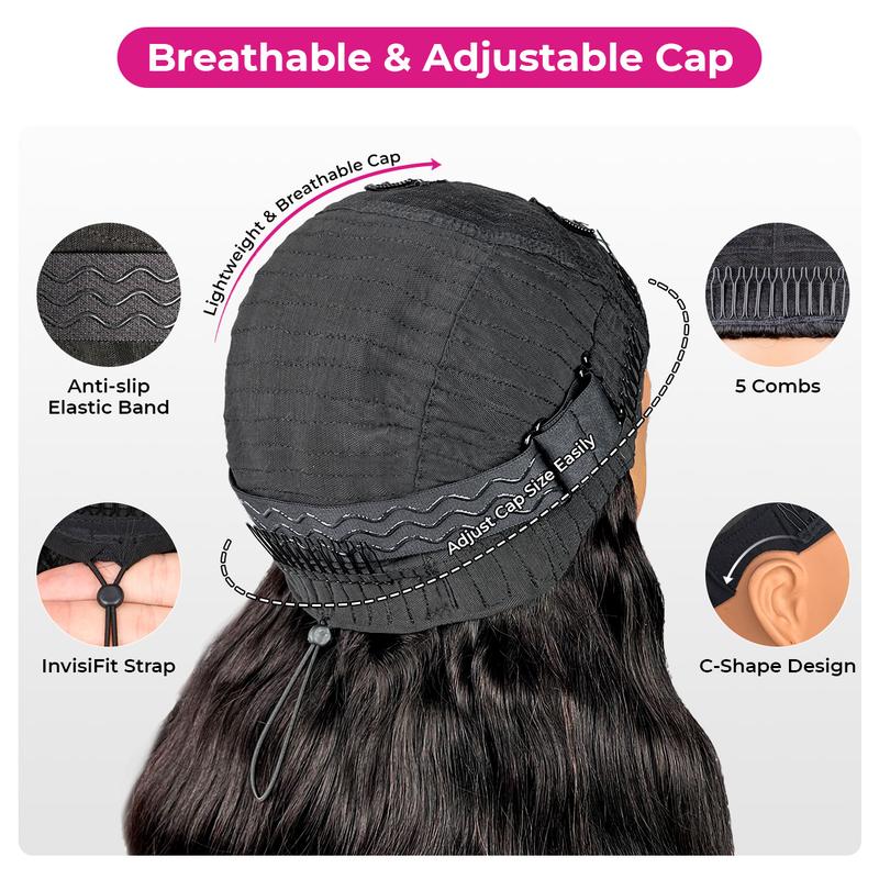 ISEE HAIR 250% Density Yaki Straight Pre-Styled Butterfly Cut Layer U/V Part Sew In Wig Natural Black Human Hair Wigs#TikTokShopHolidayHaul