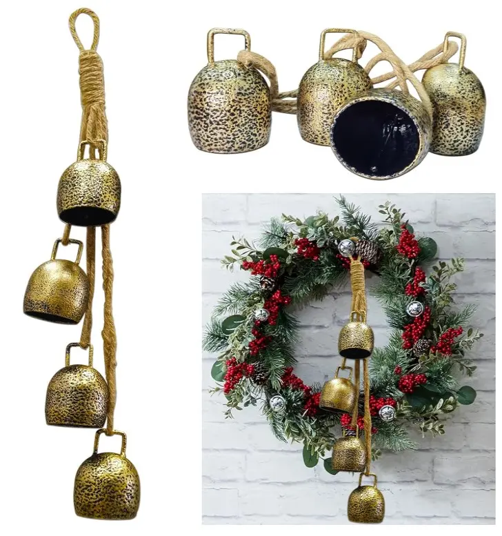 Christmas Bells for Decoration, Gold Vintage Bells, Brass Christmas Bells for Door Garland Christmas Tree - Gifts for Women