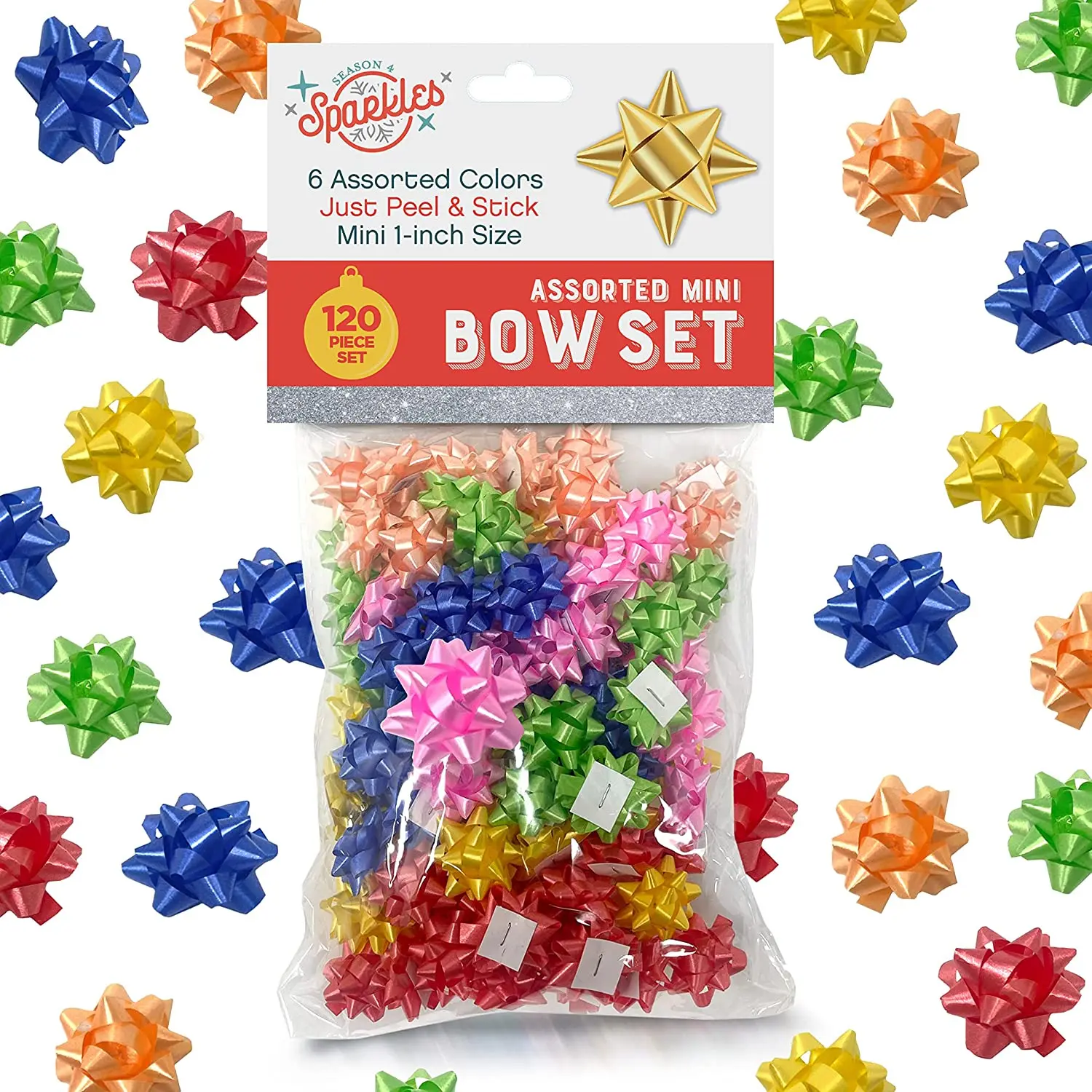 120 Mini Bows for Gifts, Crafts & Party Decor |  Self-Adhesive Mini Gift Bows | Colorful Peel & Stick 1-Inch Wrapping Bows | DIY Wrapping, Party Favors, Scrapbooking & Decoration | Gift Toppers