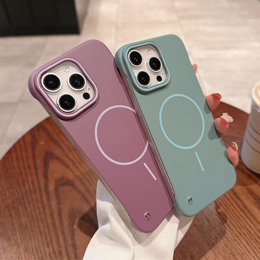 Matte Slim PC For Magsafe Frameless Phone Case For iPhone 16 15 14 Plus 12 13 Pro Max Wireless Charging Borderless Hard Cover