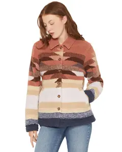 Idyllwind Women's Stallion Southwestern Print Sherpa Button-Down Shacket - Iwho25o8-Sien