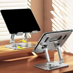 360° Rotatable Metal Tablet Stand, Adjustable Foldable Desktop Holder for iPad/Tablets stylus switch pillow