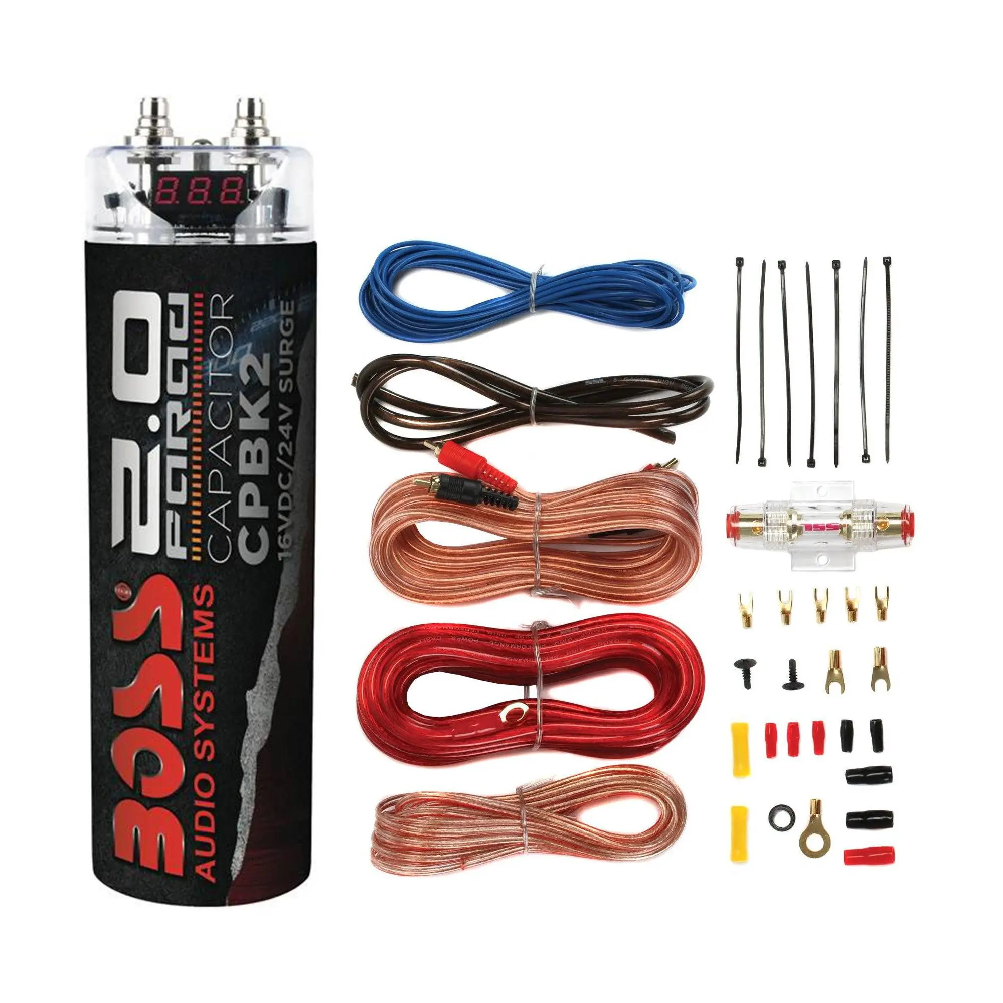 Boss Audio CPBK2 Digital Car Power Capacitor & Soundstorm AKS8 Amp Wiring Kit Boss Audio CPBK2 Digital Car Power Capacitor & Soundstorm AKS8 Amp Wiring Kit