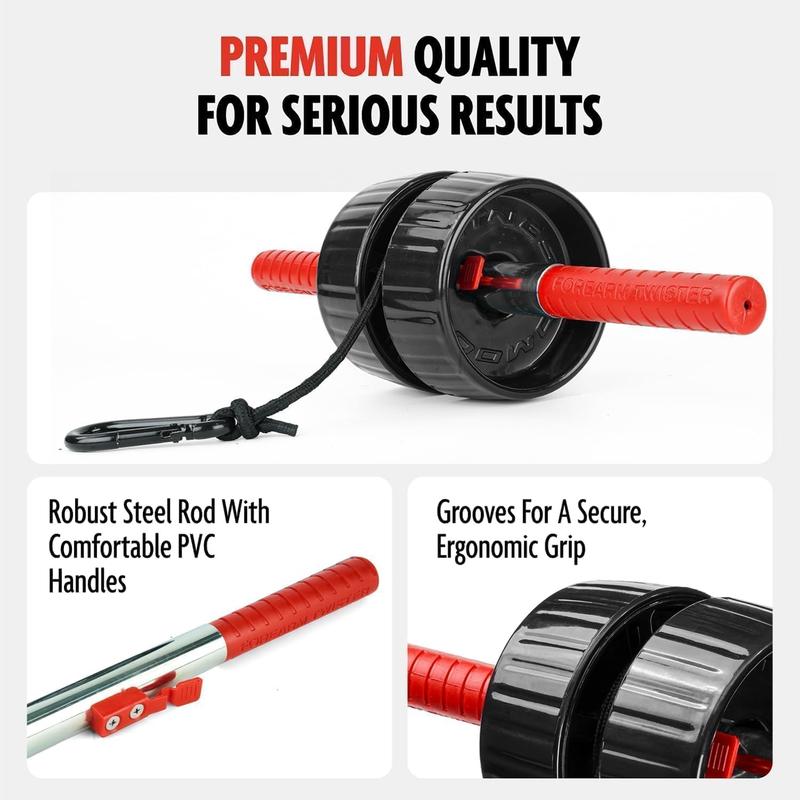 US Seller43 Fitness Forearm Strengthener & Wrist Roller - 2 in 1 Arm Exerciser with Non-Slip Premium Grip, Durable Nylon Rope - Helps with Elbow Tendonitis, Wrist Recovery & Strength Training (Patented)