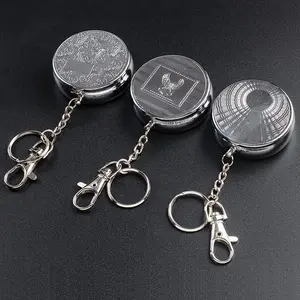 1pc Random Style Creative Lidded Ashtray, Mini Portable Stainless Steel Stylish Keychain Ashtray, perfect for on-the-go use, car use, and home decor.