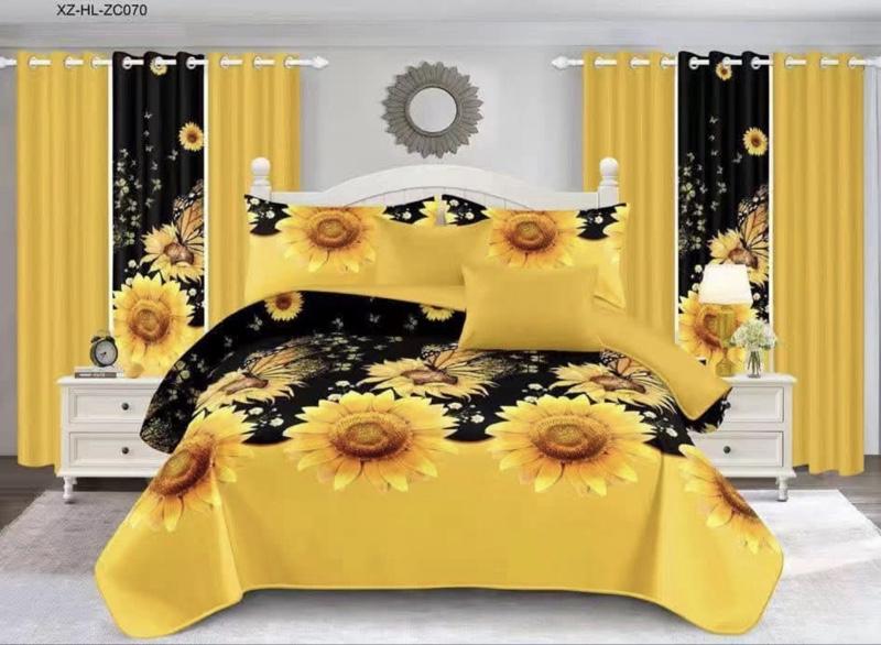 Comforter 24 pcs - Sunflower Design, Yellow and Black Color, 24 Pieces Set, Ideal for Bedroom Decor
