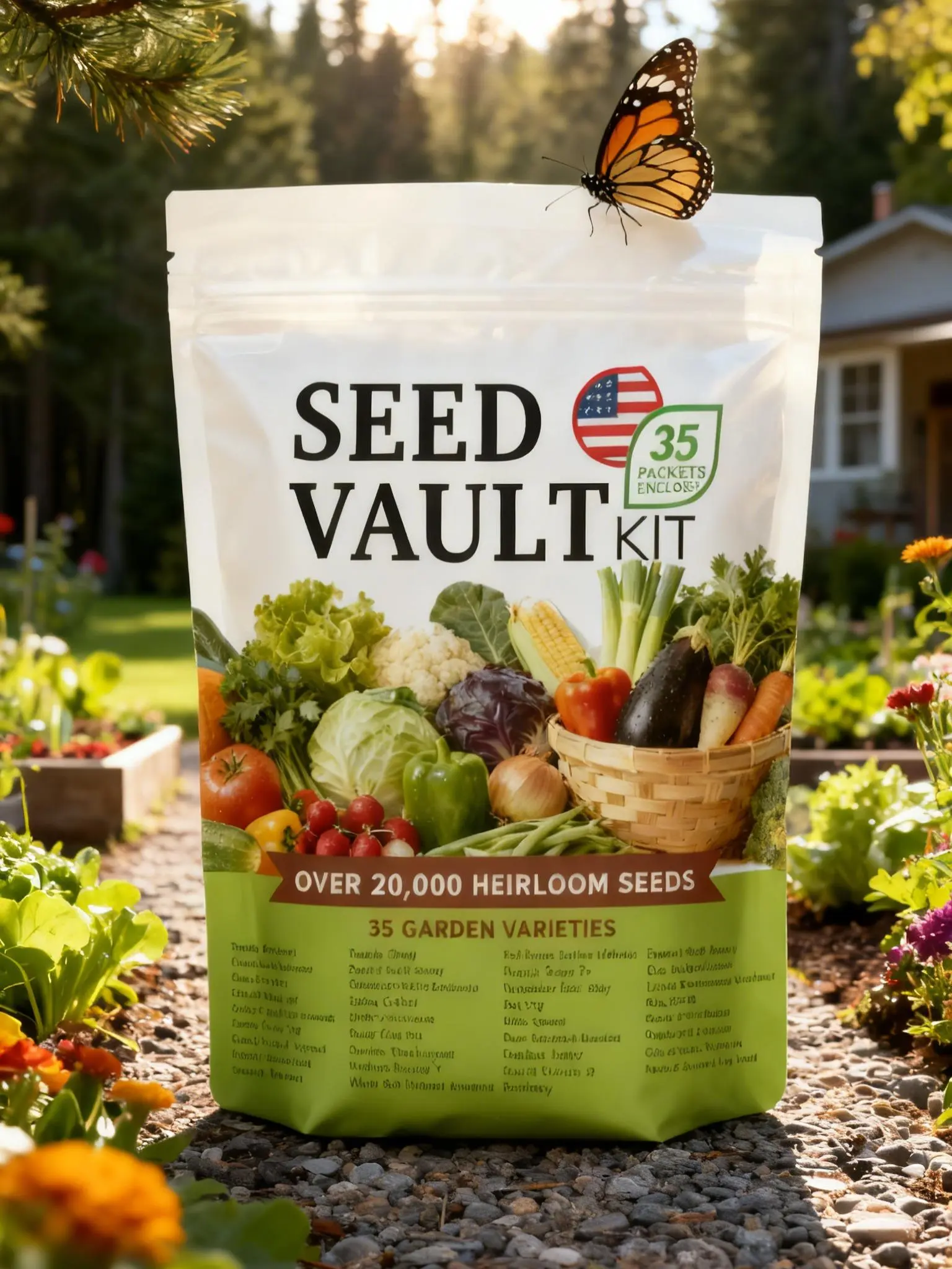 35 Variety Vegetable Seed Pack – Heirloom Garden Starter Kit for Abundant Home Growing, Easy for Beginners, High-Germination Seeds for Backyard, Patio, Containers, and Year-Round Planting