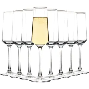 Champagne Glasses Set of 8 Elegant Champagne Flutes Modern Sparkling Wine Glasses for Home Bar Wedding Anniversary 8 oz Clear
