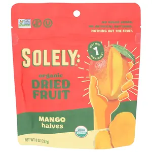 SOLELY Organic Dried Mango Halves, Large (Pack of 1) | One Ingredient | Vegan | Non-GMO | No Added Sugar