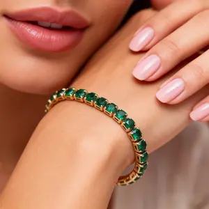 Viral Emerald Green Gold Tennis Bracelet | 2025 Trendy Dainty Everyday Jewelry | Luxury Cute Outfit Accessory