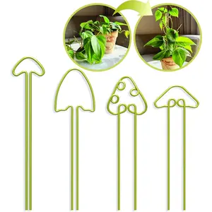 Small Metal Trellis for Indoor  Metal  Stake for Climbing House   Support for Potted  Orchids, Monstera, Pothos, Ivy, Hoya Set of 4 Mushrooms (Brushed )