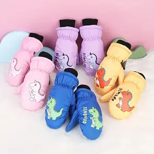 1-Pair Youngsters Thermal Winter Gloves - Cold Weather Ski Gloves with Snowproof Windproof Protection, Cute Dinosaur & Designs, Thick Warm Mittens for Boys & Girls Ages 3-6 Years Old - Pastel Colors (Pink, Blue, Yellow, Purple, Green, Orange, Red, Brown,