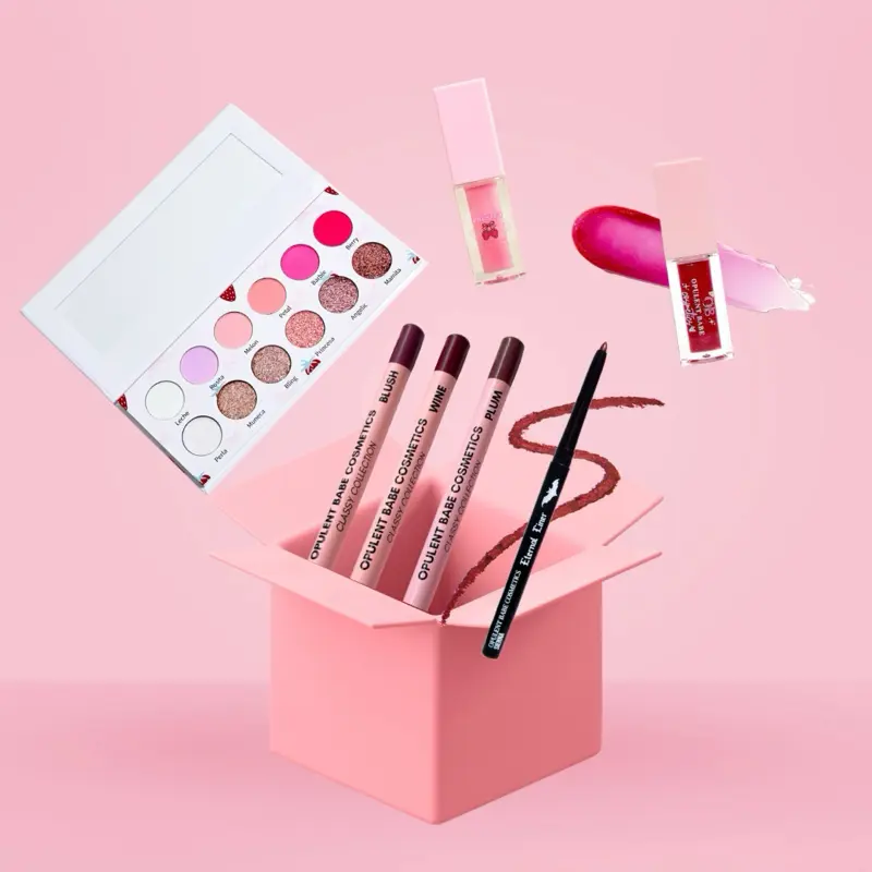 Opulent Babe Bundle Box $50.99 Discounted Overstock Edition -  2 Lip Oils, Eyeshadow Palette, 4 Lip Liners