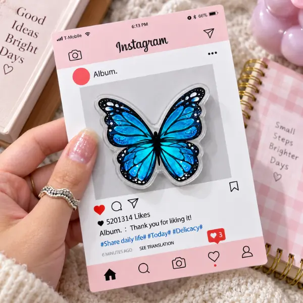 Celestial Blue Butterfly MagSafe Phone Grip, Ethereal Glowing Monarch Insect PopSocket, Aesthetic Nature & Galaxy Accessory, Magical Bookish Gift