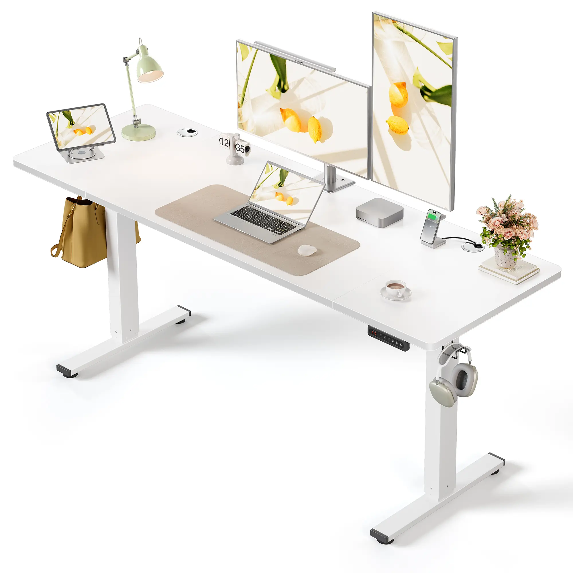 Electric Ergonomic Standing Desk - 63"x24" Home Office Furniture, Gaming Desk with 3 Memory Buttons, Cable Organizer, Spacious Surface for Office & Gaming Focus & Comfort, Desk Setup, Computer Desk Table
