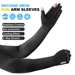 Sun UV Protection Arm Sleeves Elbow Cover with Gloves Outdoor Cycling Running Cooling Arm Sleeves For Men Women