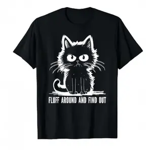 😼 Funny Cat Shirt – "Fluff Around And Find Out" Graphic Tee, Cute Yet Savage Cat Attitude T-Shirt, Sarcastic Humor Tee for Men & Women, Casual Cotton Short Sleeve, Perfect Gift for Cat Lovers S-3XL
