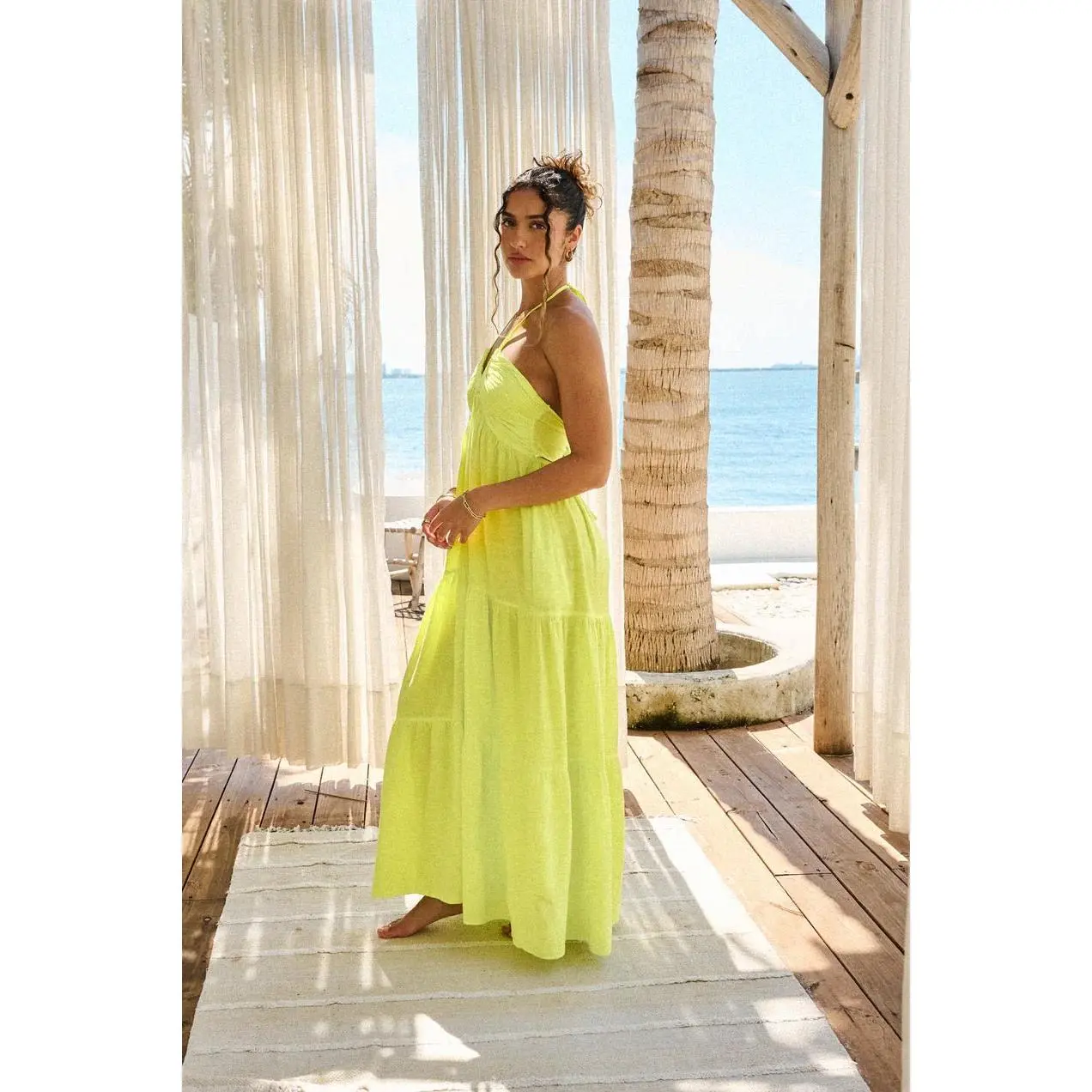 chinese dress ladies Carlotta Cotton Maxi dress- White main image 0