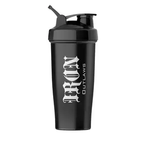 Iron Outlaws Shaker Bottle - 20 Ounces BPA-Free Plastic Protein Mixer & Hydration Container Dishwasher Safe Black