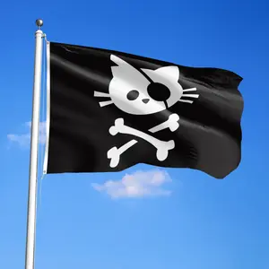 Cat Wearing an Eye Patch, Hanging Flag, Available in Sizes  And  Features 2 Grommets, Bright Colors, Ideal for Home, Garden, Room, Parties, Events, And Decorations
